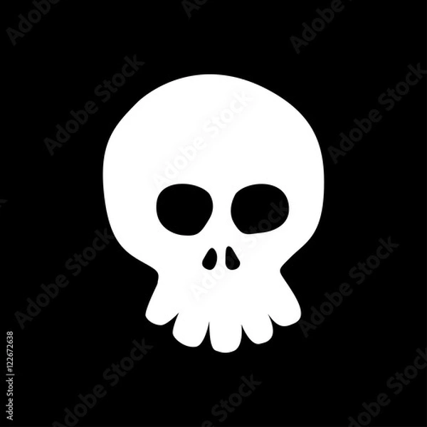 Fototapeta Icono plano caricatura de calavera frontal sobre fondo degradado