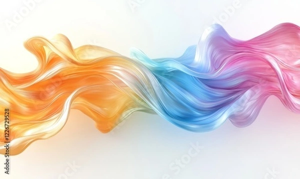 Fototapeta Abstract colorful waves, iridescent design, 3d render, Generative AI