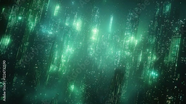 Fototapeta Abstract pixelated interlaced green blue 8-bit cyber retro game glitch TV static pixel noise texture background evokes a futuristic glitched cyberpunk rave 80s, 90s, 2000s aesthetic with a lo-fi chip