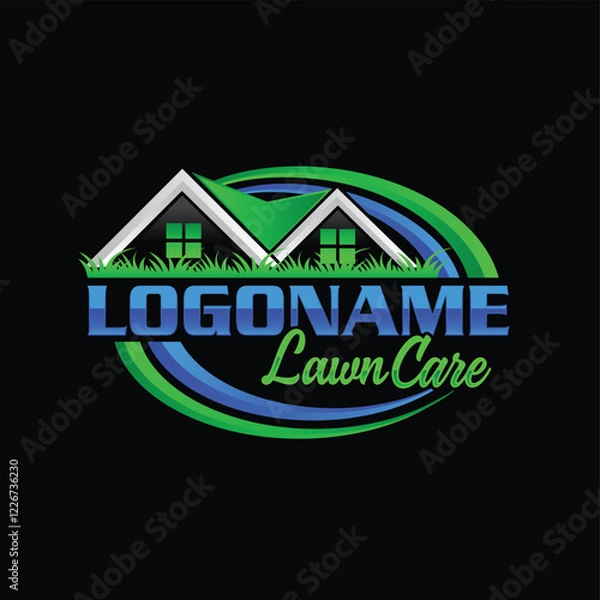 Obraz lawncare logo with editable vector file