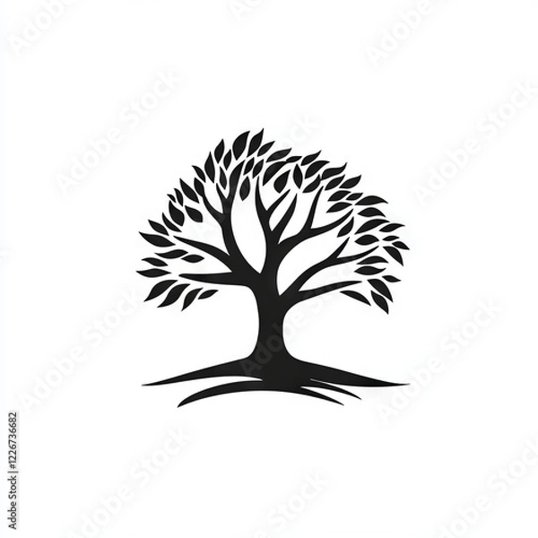 Fototapeta Tree of life logo on black isolated background