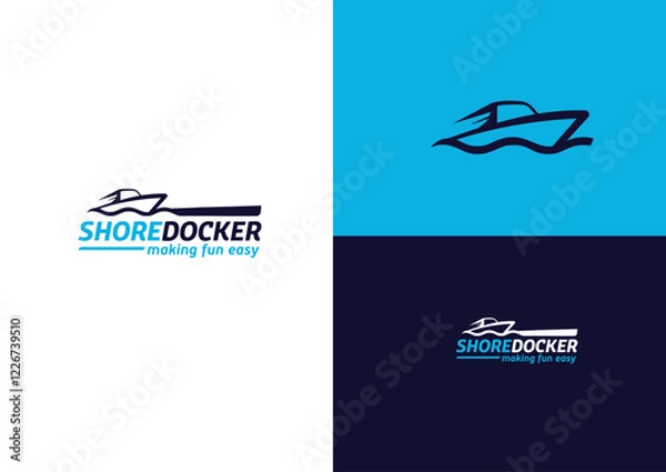 Obraz Speedboat with waves logo design concept 