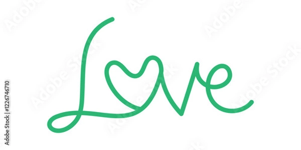 Fototapeta handwritten love typography with heart, love text with heart for valentine's day, calligraphy love font outline, love typography for valentine, lovely text hand drawn