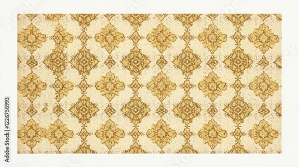 Fototapeta Beige and Yellow Floral Damask Pattern Background Texture