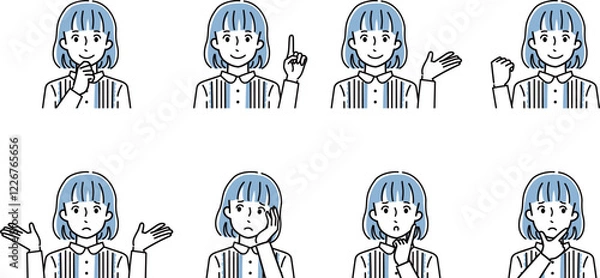 Fototapeta 若い女性の表情セット