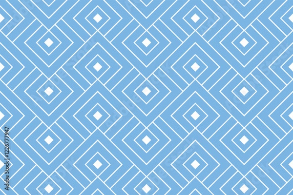 Fototapeta Abstract geometric pattern. A seamless vector background. White and blue ornament. Graphic modern pattern. Simple lattice graphic design.