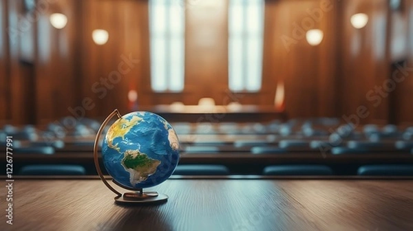 Obraz Globe in Courtroom Showing Justice and Global Perspective