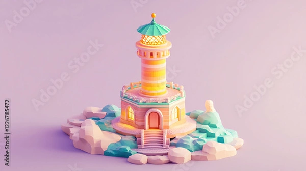 Fototapeta Isometric View of a Bright Minimalistic 3D Design