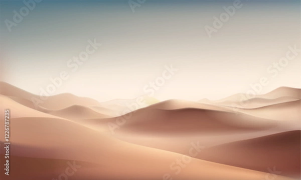 Obraz Abstract beige and blue desert geometric background with liquid shapes. Contrast mountains, deserts, sand dunes or wave rich flow luxury elegant stand Abstract desert sand blurred waves background