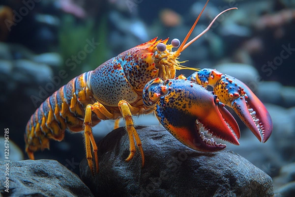 Obraz Vibrant Colorful Lobster On Dark Rocks