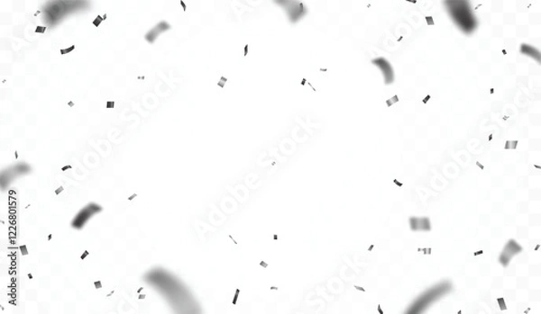 Obraz Falling shiny silver confetti and ribbons celebration party design element