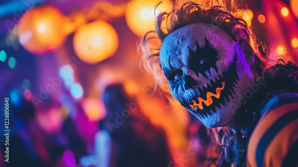 Fototapeta Halloween holiday party flyer with funny cartoon characters. Vector invitation banner with heads of zombie, mummy and pirate monsters invite for spooktacular costume party, filled with live music, fun