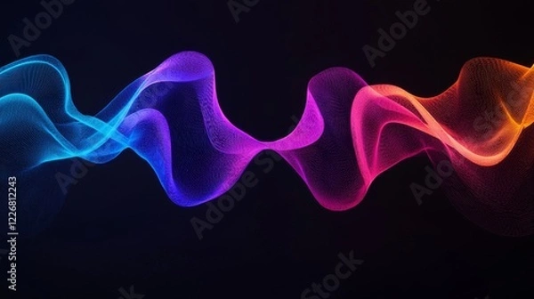 Fototapeta Multi-Colored Holographic Waves Connecting Elements in Vibrant Flow