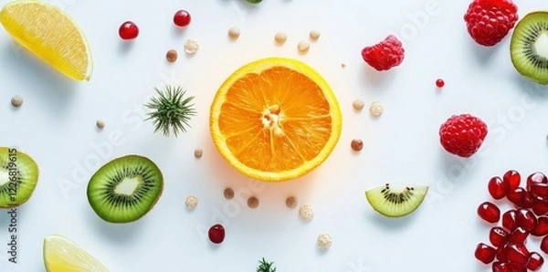 Fototapeta Infographic of Essential Micronutrients for a Healthy Diet: Key Vitamins and Minerals Explained
