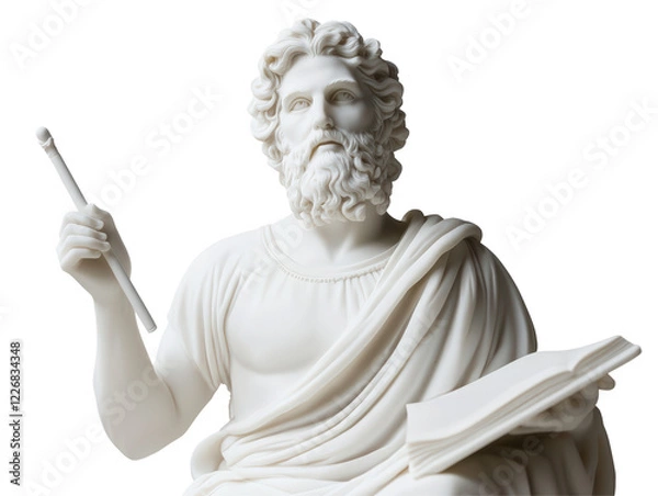 Fototapeta Isolated Ancient Greek Philosopher Statue Holding Scroll