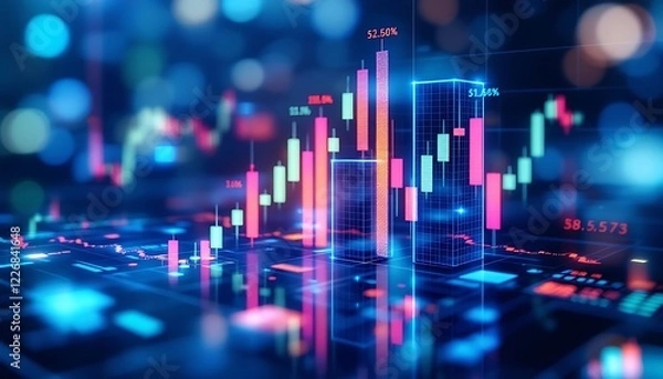 Fototapeta  business  stats ranslated into bar graph candlesti 