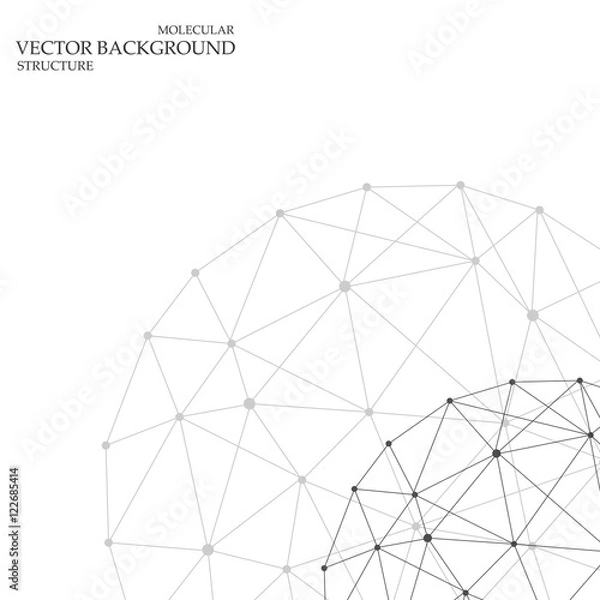 Fototapeta Structure molecule and communication Dna, atom, neurons. Science concept for your design. Connected lines with dots. Medical, technology, chemistry, science background. Vector illustration.