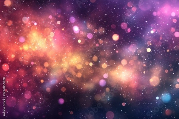 Fototapeta Festive bokeh lights swirl, dark background, holiday design