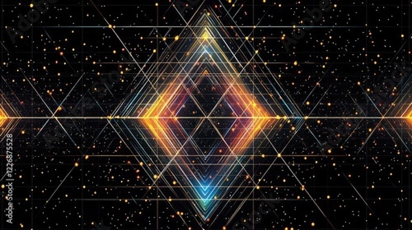 Fototapeta Modern Technological Aesthetic with Triangular Pattern on Sleek Black Background