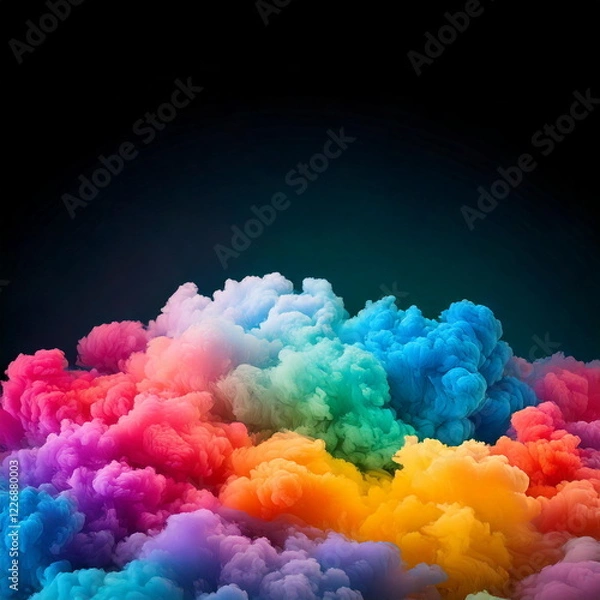 Fototapeta A symphony of colorful clouds on dark background