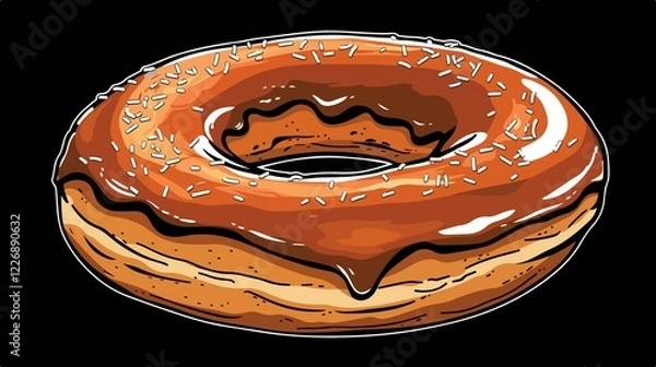 Obraz Delicious Sweet Donut Icon Flat Vector Illustration