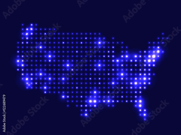 Fototapeta Dotted night map USA