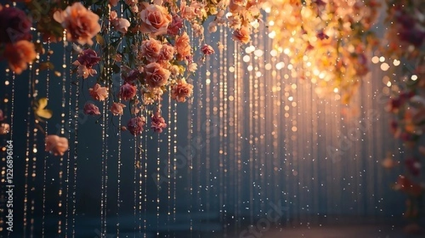 Obraz Wedding backdrop with flowers and wedding decorations