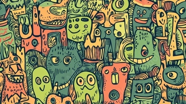 Fototapeta Quirky Robots Engaged in Silly Activities in a Humorous and Fun Background Illustration