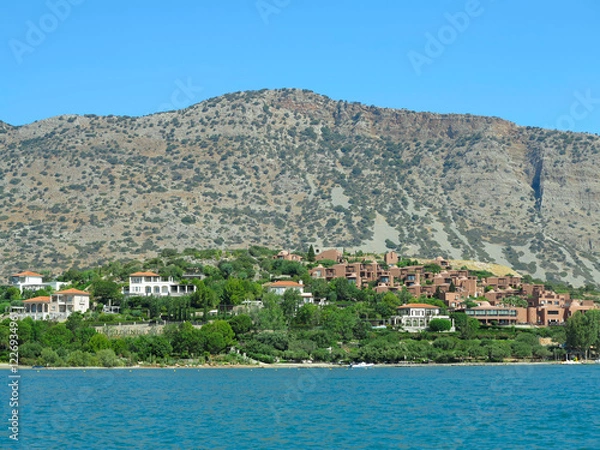 Fototapeta 08.07.2024, Elounda, Crete, Greece: View of the port and city on island of Crete