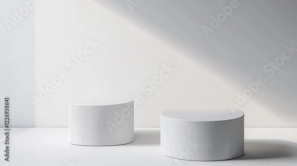 Fototapeta Minimalist White Cylinder Stage The Perfect Product for Displaying Your Work
