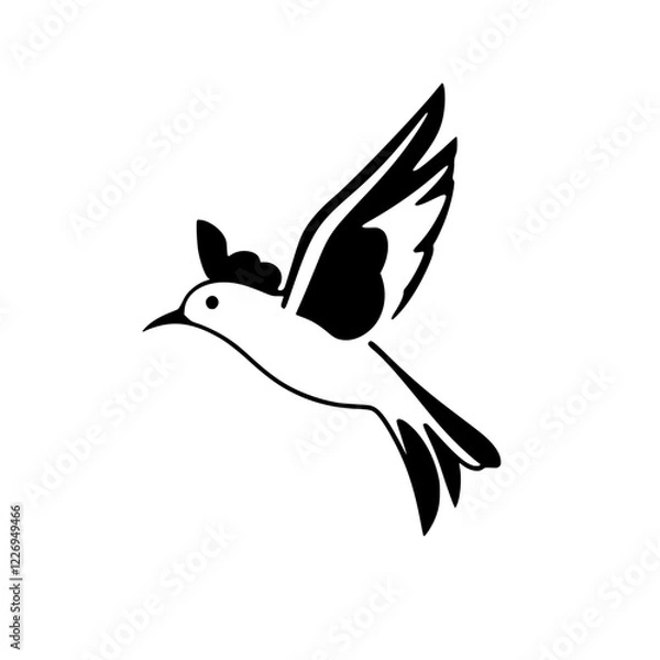 Fototapeta Elegant Black and White Bird in Flight: A Symbolic Artwork of Freedom and Grace