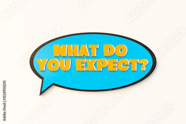 Obraz What do people think about you? Cartoon speech bubble. Colored online chat bubble, comic style. Reputation, personality, appearance, feedback, identity. 3D illustration