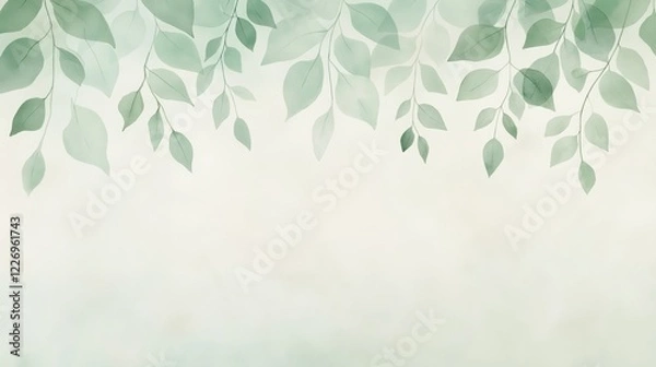 Fototapeta A green leafy background with a few leaves on it