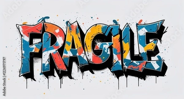 Obraz fragile graffiti lettering illustration design on plain white background