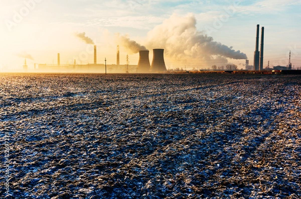 Obraz Rafineria ropy naftowej na zamarzniętej ziemi