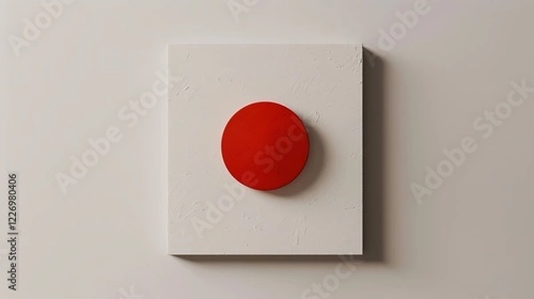 Fototapeta A red dot positioned off-center on a white canvas, creating a minimalist composition.