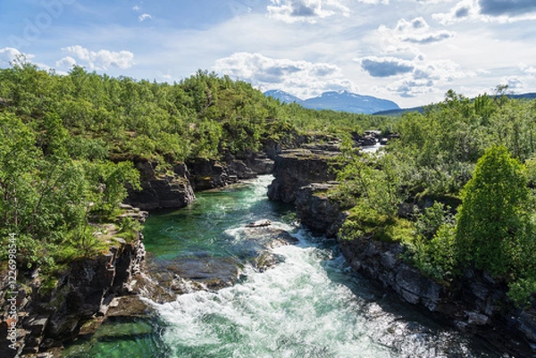 Fototapeta The canyon of the river Abiskojåkka at Abisko, Swedish Lapland.