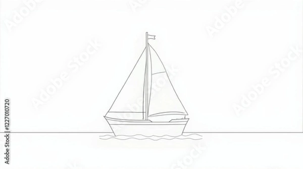 Fototapeta Line Art of a Sailing Ship with Open Sails