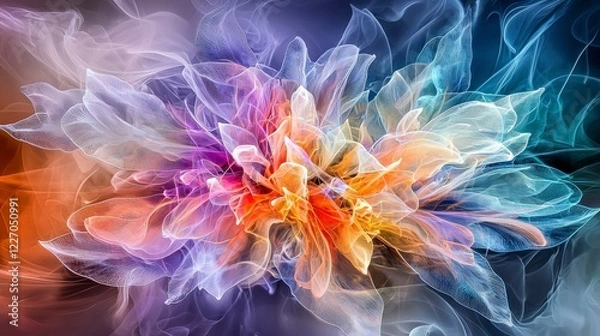 Fototapeta Delicate light painting of soft colors abstract art digital creation ethereal environment artistic viewpoint