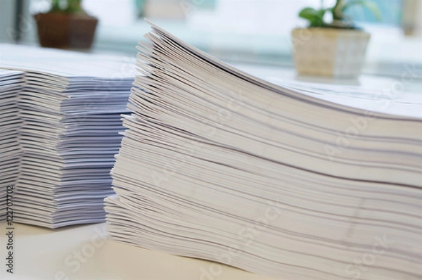 Fototapeta Printout on desk near window at office