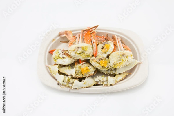 Fototapeta steamed crab on the plate