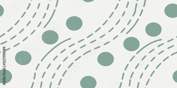 Fototapeta Minimalist dot and dash pattern seamless