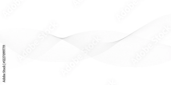 Fototapeta Abstract wave element for design. Digital frequency track equalizer. Stylized line art background. Vector illustration. Wave with lines created using blend tool. Curved wavy line, smooth stripe. 