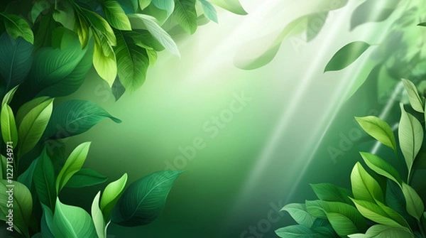 Obraz Lush Green Rainforest Abstract with Leaf Textures – 4K Illustration