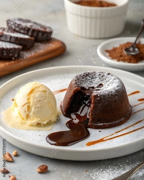 Obraz molten chocolate cake on a plate