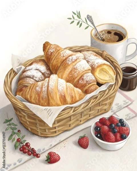 Obraz croissant and coffee