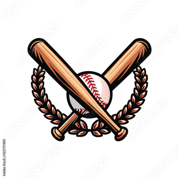 Fototapeta Design a vintage-style baseball logo featuring a crossed bat and ball, incorporating classic serif font and subtle shading.  Aim for a timeless, nostalgic aesthetic.