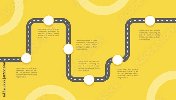 Obraz Business roadmap timeline infographic with 6 steps.