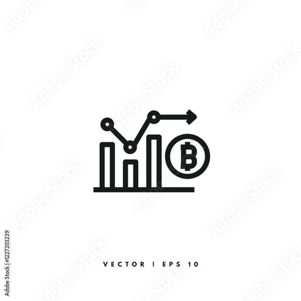 Fototapeta Bitcoin Chart Icon. Editable Stroke