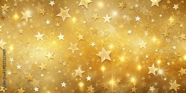 Obraz Golden starry night sky with a seamless background of soft yellow hues and twinkling gold stars scattered throughout the darkness , starry, golden